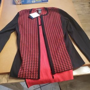 Doncaster Collection Red & Black Sweater Set S New